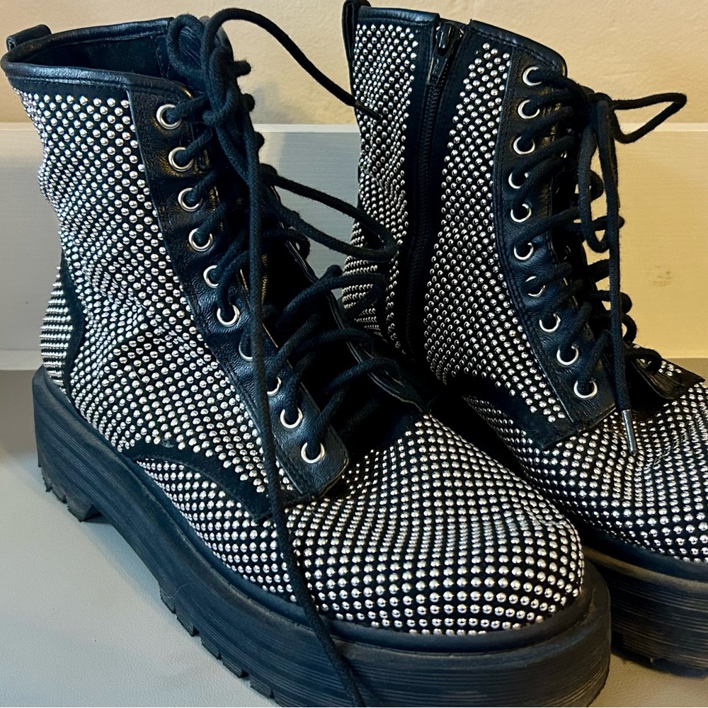 Studded Black Platform Boots